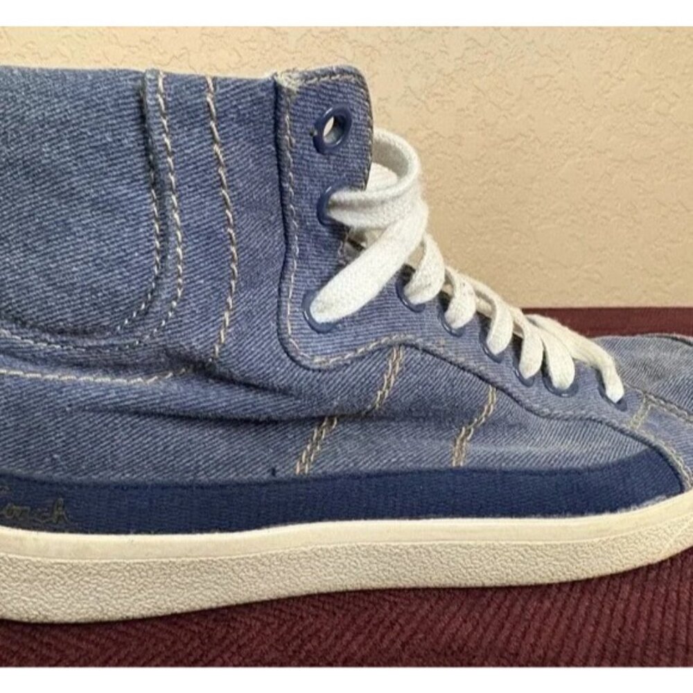 Coach Poppy Shoes Womens Blue Denim High Top Sneakers Casual Lace Up Size 6.5B - Picture 5 of 14